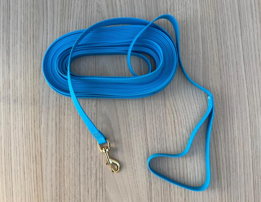 Large 9-meter dog leash, made of hexa biothane [azure blue] – photo 4